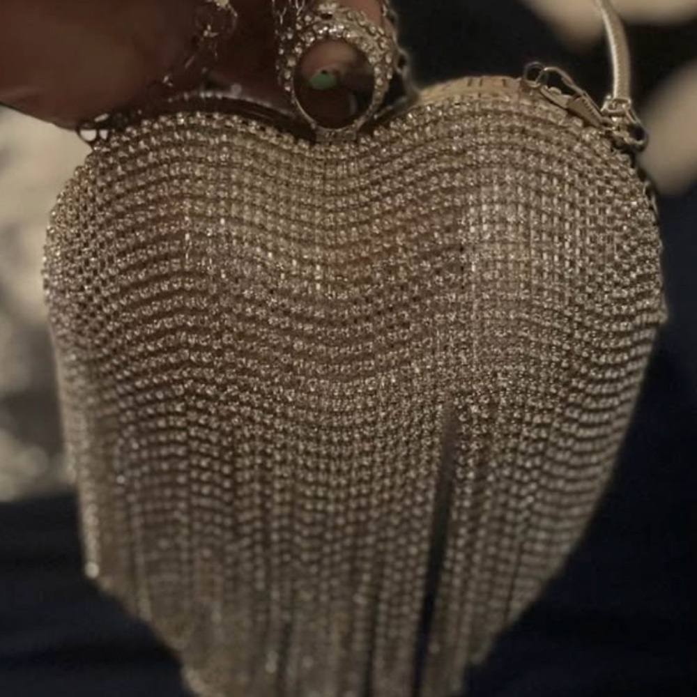 Heart-Shaped Rhinestone Clutch